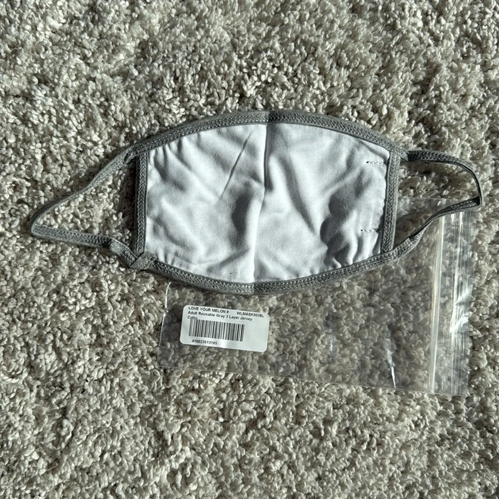 Adult reusable soft gray Love your melon jersey mask